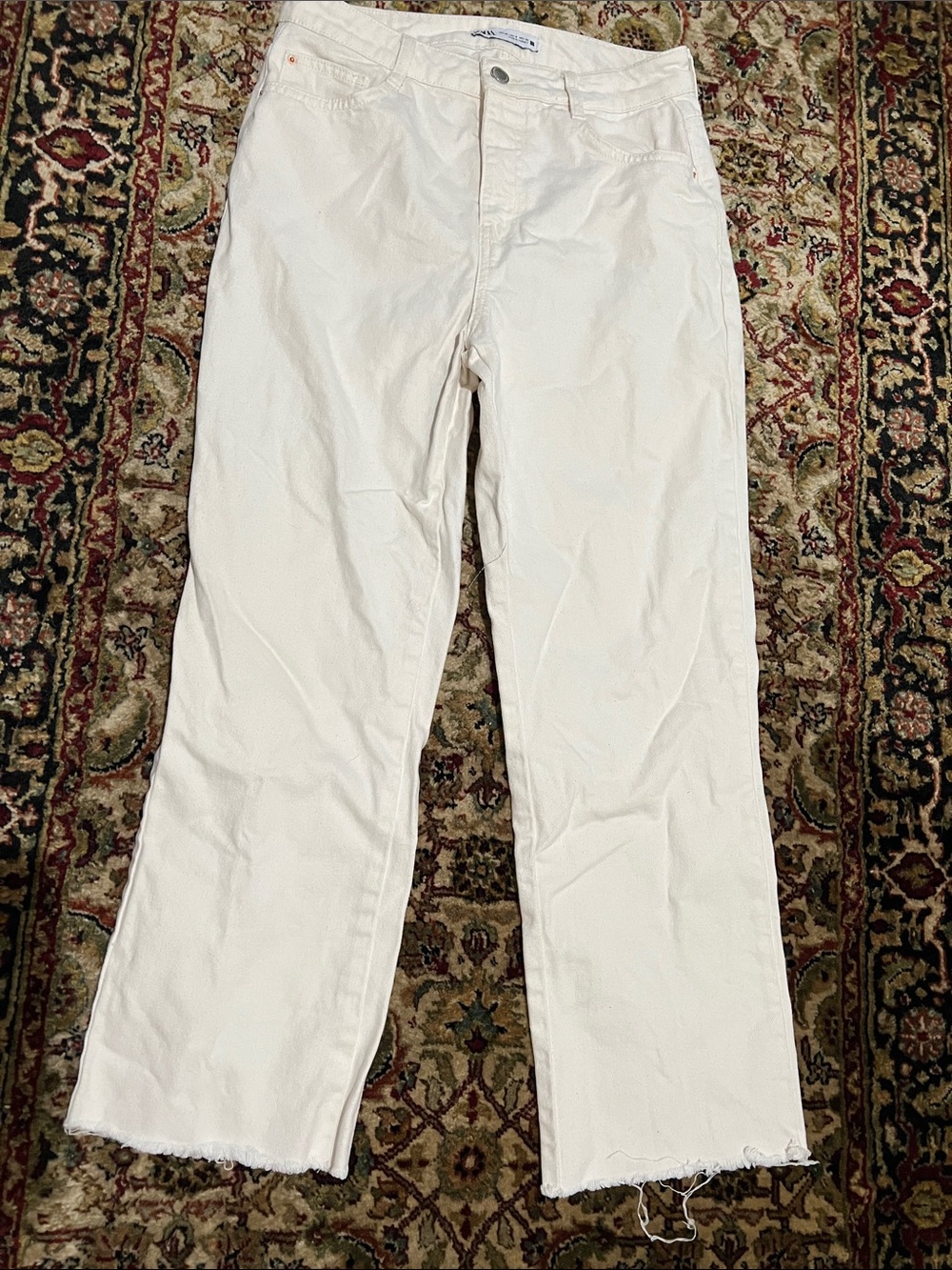 Zara Women's Z1976 Collection Off White Ankle Wide-Leg Jeans Size 6